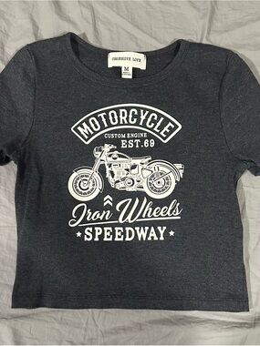 Obsessive Love Women's Charcoal Motorcycle Crop Top